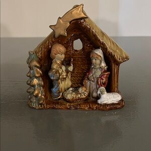 Vintage Nativity Scene with beautiful colors H 5 In L 5 in